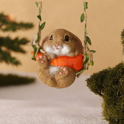 Resin Easter Bunny Carrot Figurine for Home Decor