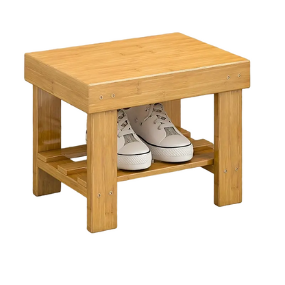 Classic Bamboo Storage Stool - Space-Saving Organizer (1pc, 20cm)