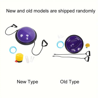 Balance Ball Gym Training Exercise Half Fitness with Pump & Band - Purple