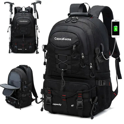 Rugged Explorer Waterproof Travel Backpack - Black