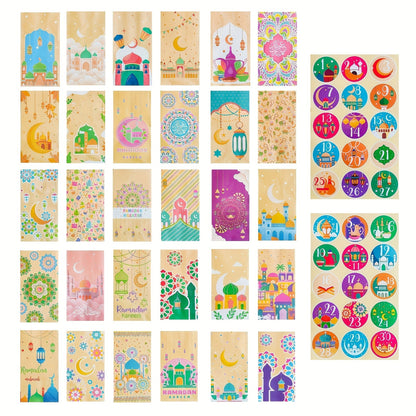 Ramadan Countdown Kraft Paper Bags Set (60 Pieces)