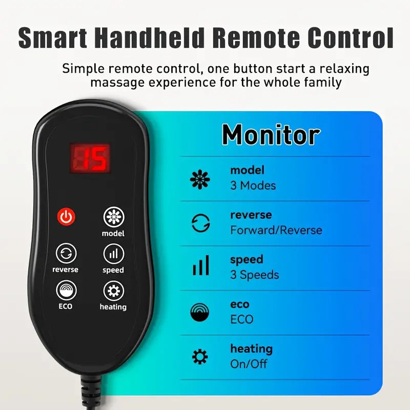 Cordless 3D Kneading Massage Pillow With Heat - Rechargeable Back Massager