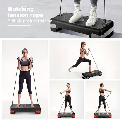 Adjustable Sports Fitness Pedal with Pull Rope - 81cm, Black and Red