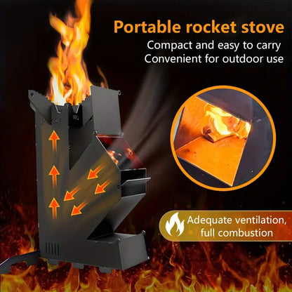 Multi-functional Iron Wood Burning Rocket Stove for Outdoor Cooking
