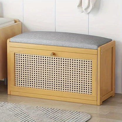 70cm Bamboo Shoe Rack Bench - Seat and Storage