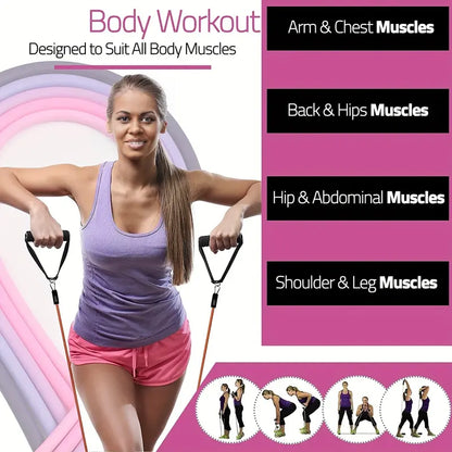 17pcs Fitness Resistance Bands Set – Medium Tension