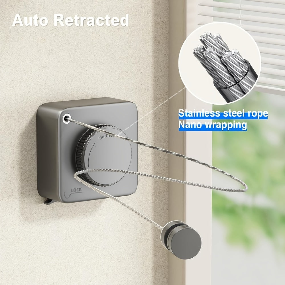 Clothesline Retractable Stainless Steel Wall Mount