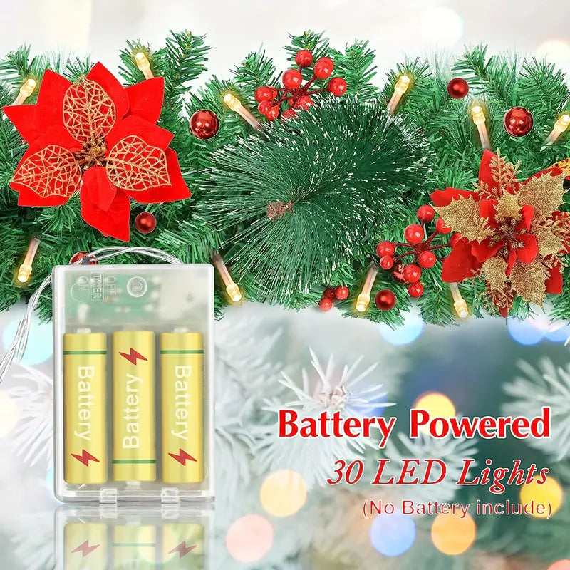 Enchanted Glow: Battery-Powered Artificial Christmas Garland Lights