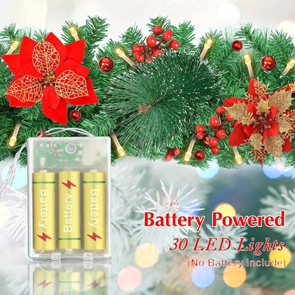 Enchanted Glow: Battery-Powered Artificial Christmas Garland Lights