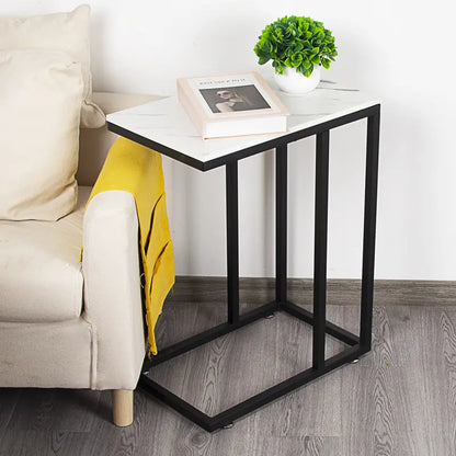 Contemporary C-Shaped Side Table - Black Frame with Whiteboard