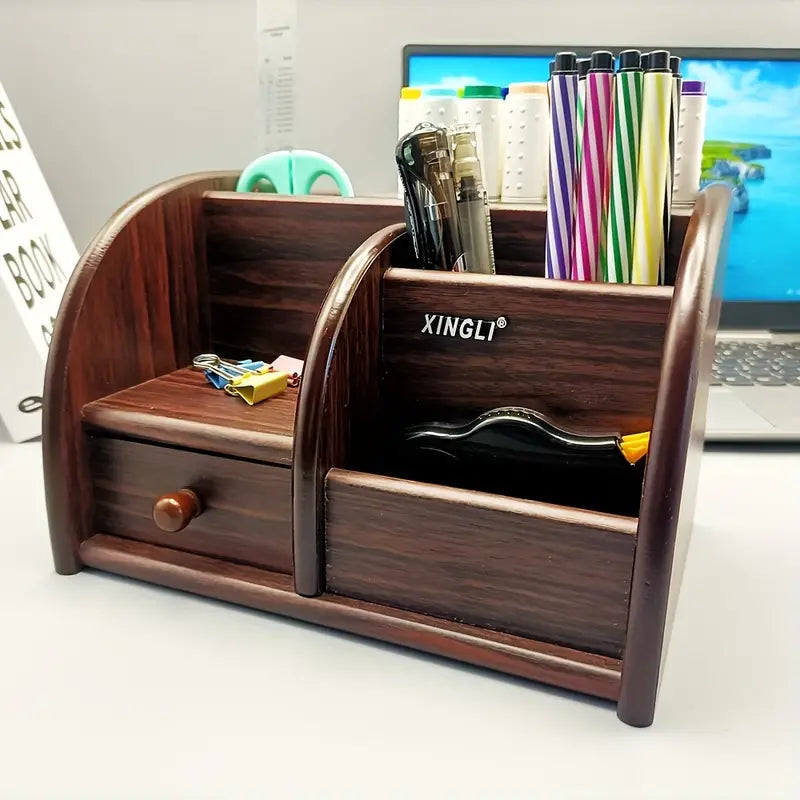 Wooden Desk File Organizer with Drawer