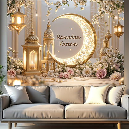 Crescent Moon Ramadan Lantern Door Banner Decor