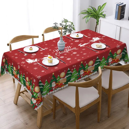 Transform Your Table with 1pc Merry Christmas Polyester Tablecloth