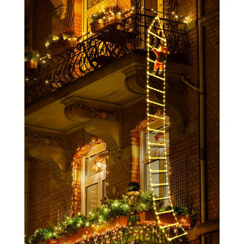 Santa's Festive Climb: Illuminated Christmas Ladder Light