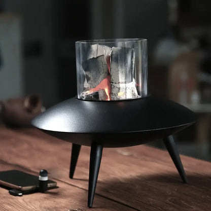 Space Black Flying Saucer Courtyard Charcoal Stove