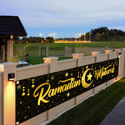 Black Gold Ramadan Kareem Star Moon Banner
