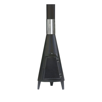 Outdoor Chimney Fireplace with Mesh Door Black Steel