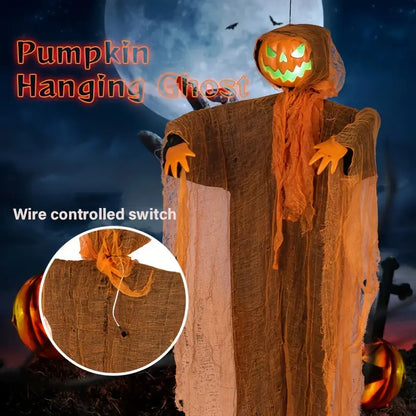 Pumpkin Hanging with Green Light & Sound