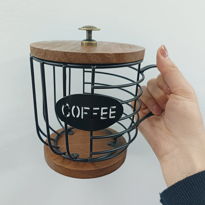 Coffee Pod Holder with Wooden Base