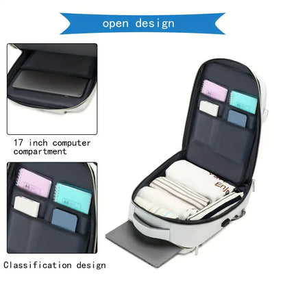 Travel Backpack with Airline-Approved Laptop Compartment and Shoes Compartment - Silver Gray and Chest Bag