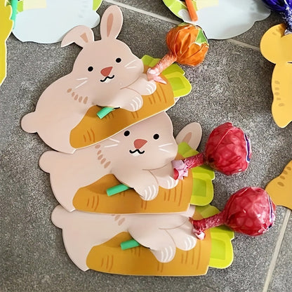 Pink Bunny Lollipop Paper Cards Easter Decorations (50pcs)