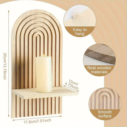 Radiant Reverie: Boho Wooden Sun Rainbow Wall Shelves