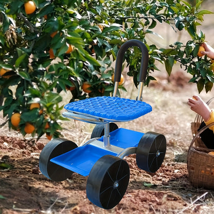 4-Wheel Rolling Garden Chair Swivel Seat