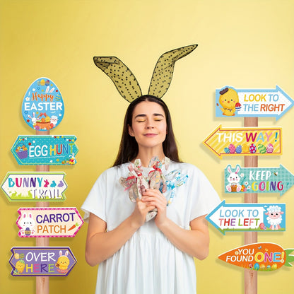 Easter Egg Hunt Bunny Chick Yard Signs Set