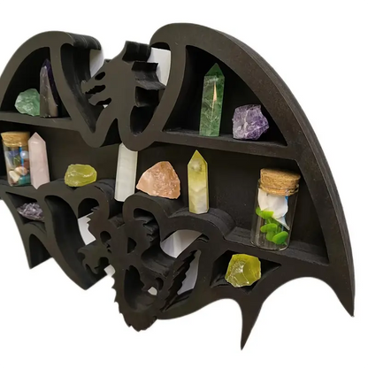 Dragon Guardian: Handcrafted Wooden Crystal Wall Display