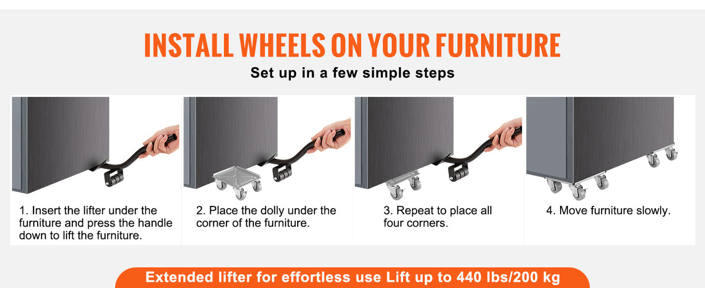 4pcs Industrial Machinery Mover - 360° Rotation, Heavy Furniture Transport