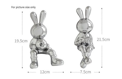 Modern Elegance: Electroplating Rabbit Sculpture Set for Chic Home and Office Decor