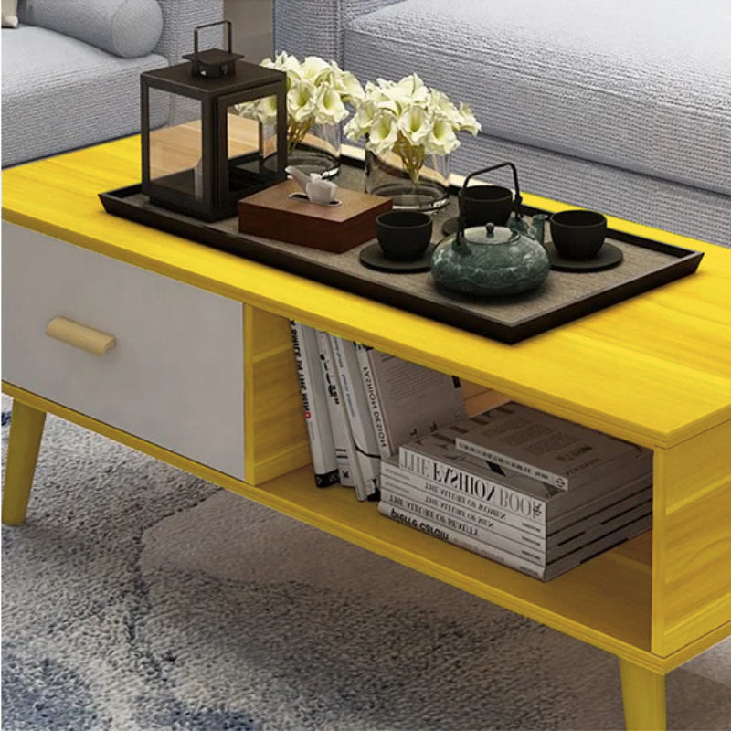 Style Wooden Coffee Table Tea Table with Drawers