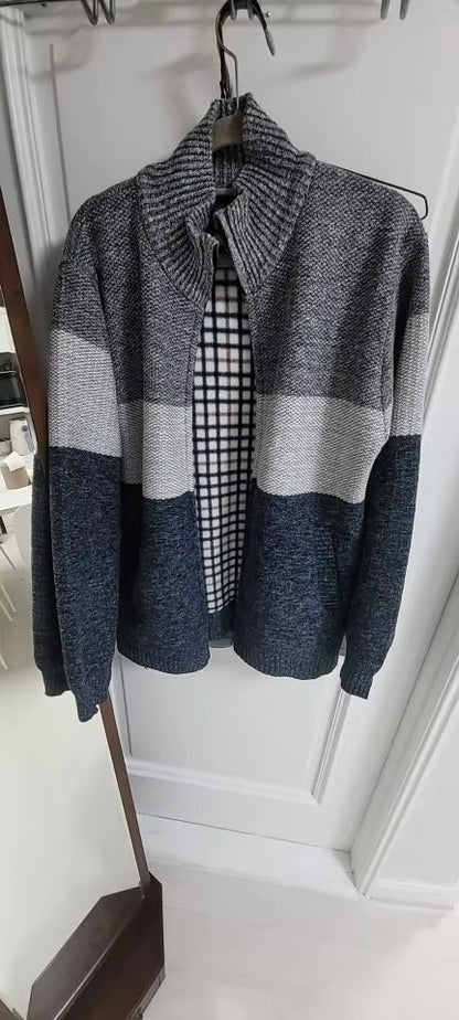 Mens Fleece Zipper Cardigan Winter Jacket Sweater