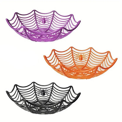 Halloween Candy Baskets Spider Web Plastic Bowls (3pcs)