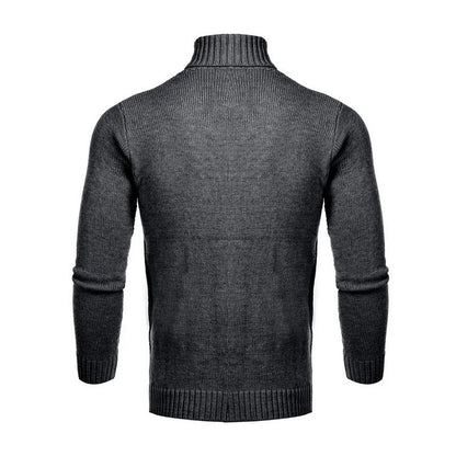 Men's Turtleneck Warm Pullover Knitted Sweater (Dark Grey)