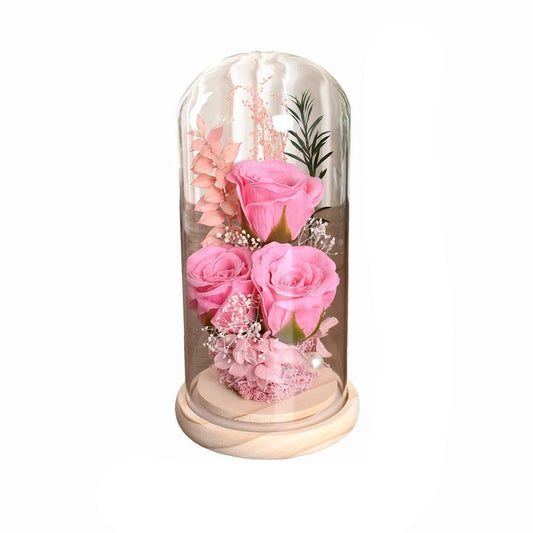 Rose in Glass Dome Valentines Mothers Birthday Gift