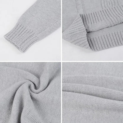 Men's Turtleneck Warm Pullover Knitted Sweater (Light Grey)