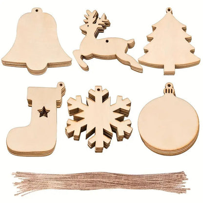 DIY Wooden Christmas Tree Ornaments Craft Set (60pcs)