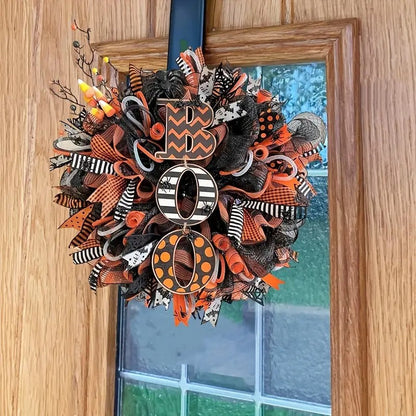 Halloween Mesh Wreath with Boo Design