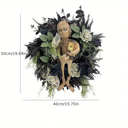Spooky Mummy Halloween Wreath for Door and Indoor