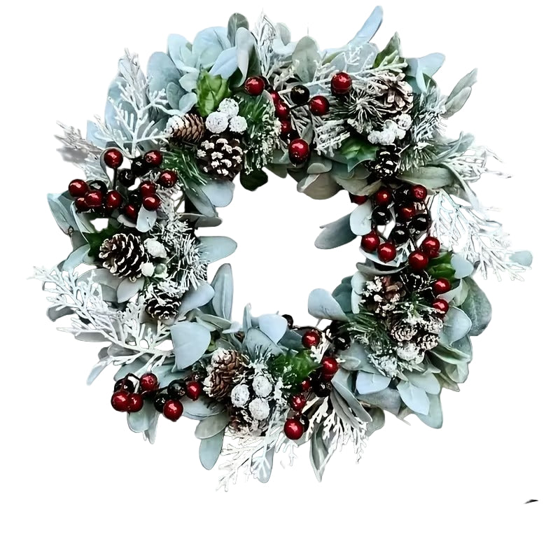 Blue-Gray Eucalyptus Wreath with Pine Cones