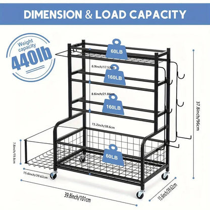 Double-Layer Iron Storage Rack for Sports Equipment
