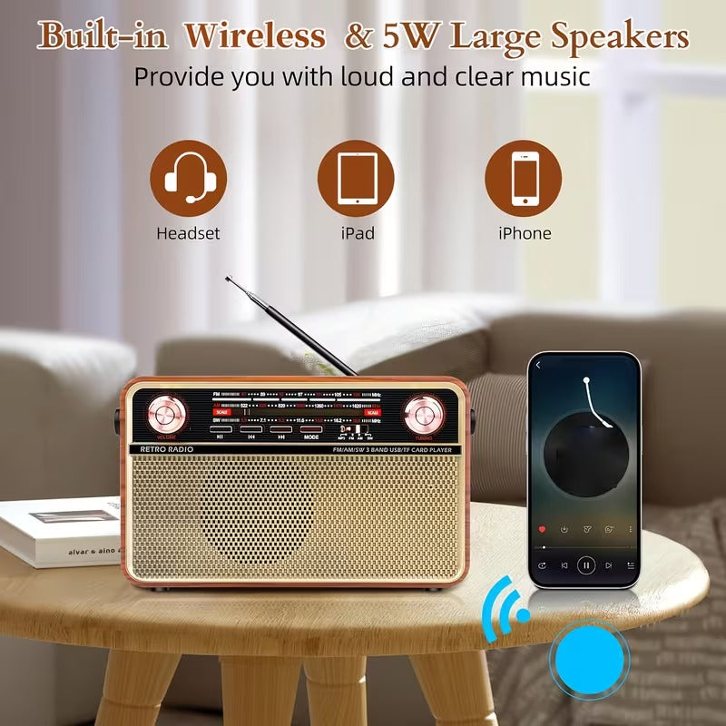Portable AM/FM/SW Radio with USB/TF/AUX