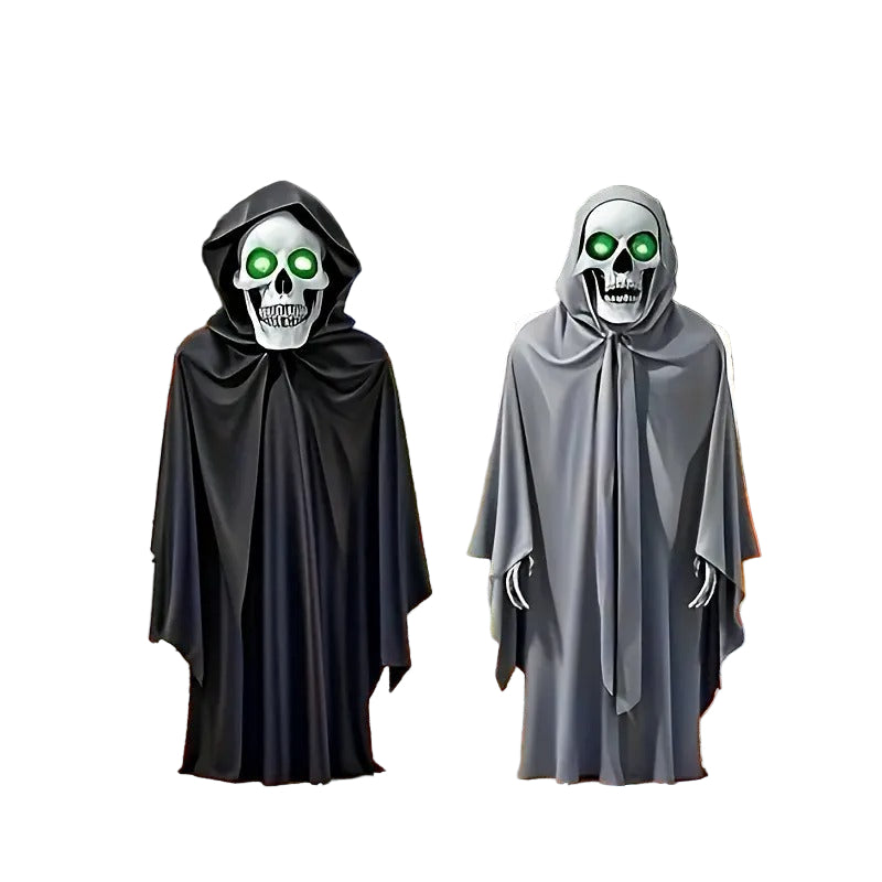 Halloween Skeleton Figurines with Glowing Eyes (2pcs)