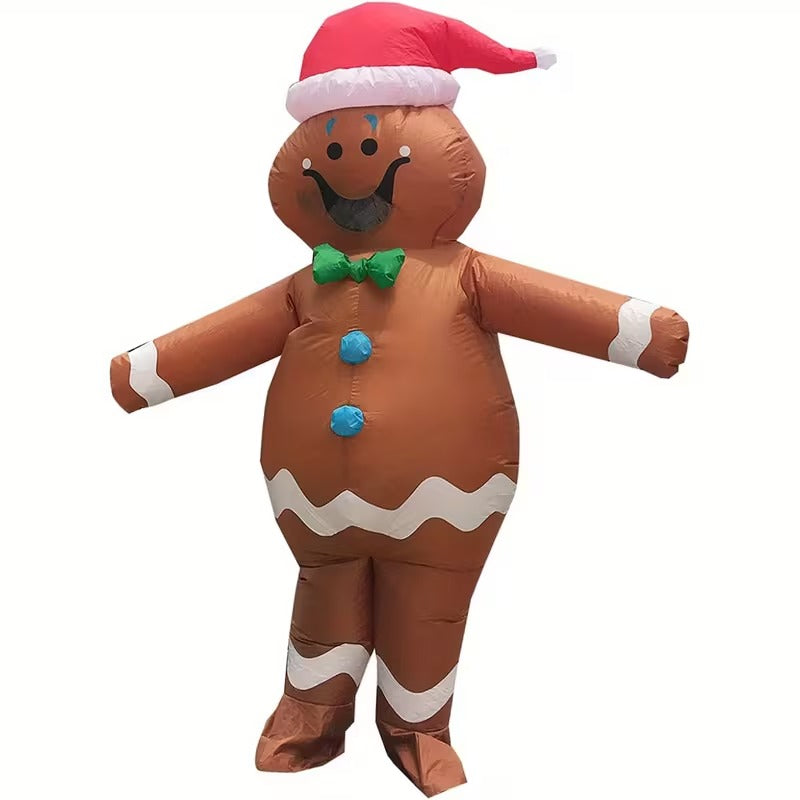 Adult Gingerbread Inflatable Costume with Accessories