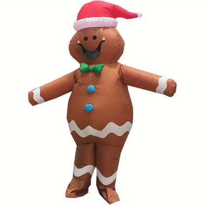 Adult Gingerbread Inflatable Costume with Accessories