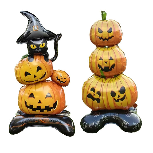 Halloween Witch Hat Pumpkin Cat Balloon Decor Set
