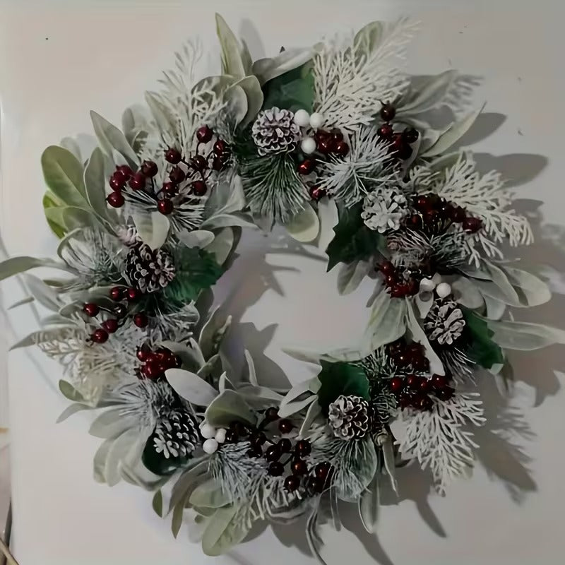 Blue-Gray Eucalyptus Wreath with Pine Cones
