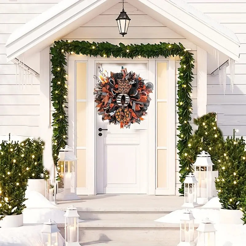 Halloween Mesh Wreath with Boo Design