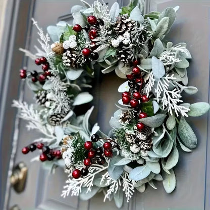 Blue-Gray Eucalyptus Wreath with Pine Cones